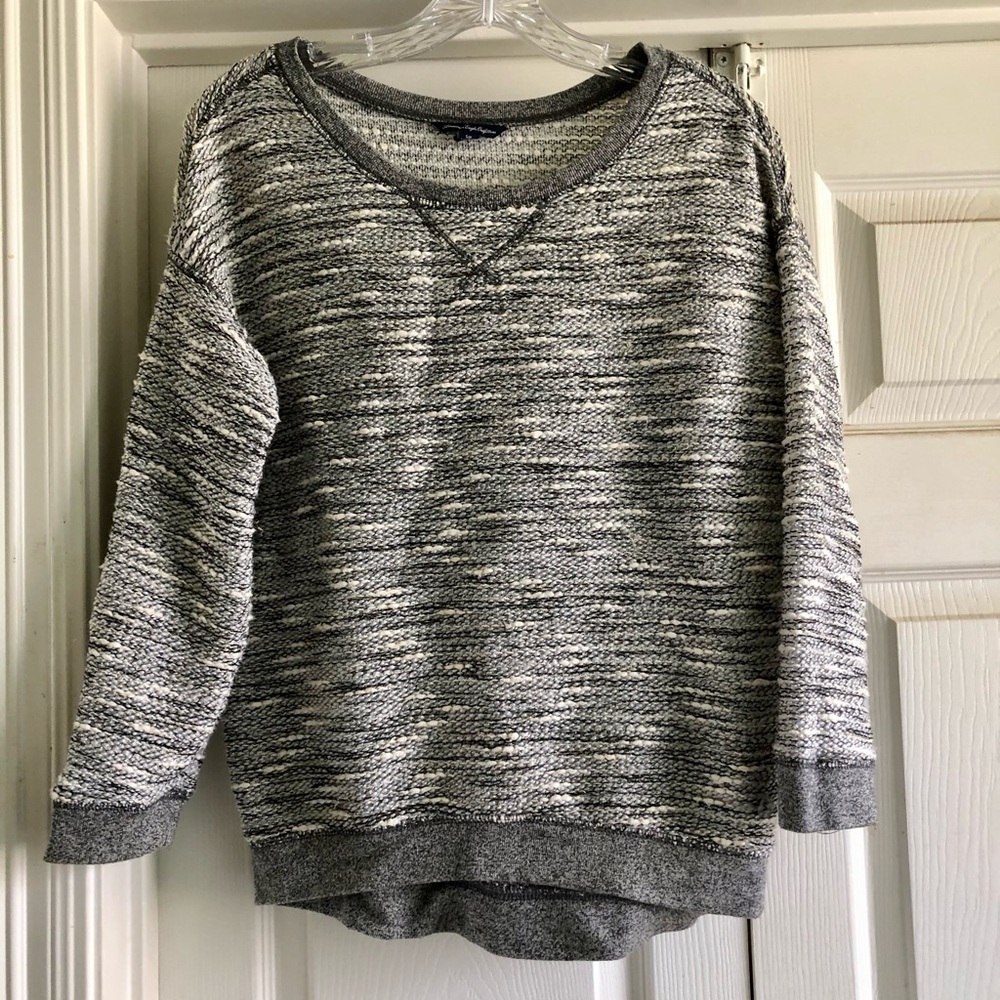 American Eagle Gray Gold Shimmer Pullover Sweatshirt Small